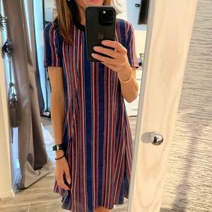 BCBGeneration striped short sleeve swing dress